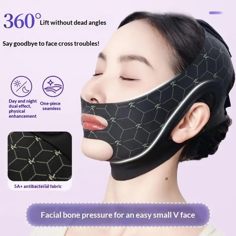 Elastic V Shaped Mask Strap Double Press Face Sculpting Mask Double-Chin Reducer Face Slimming Bandage Face Lift Devices - view 3