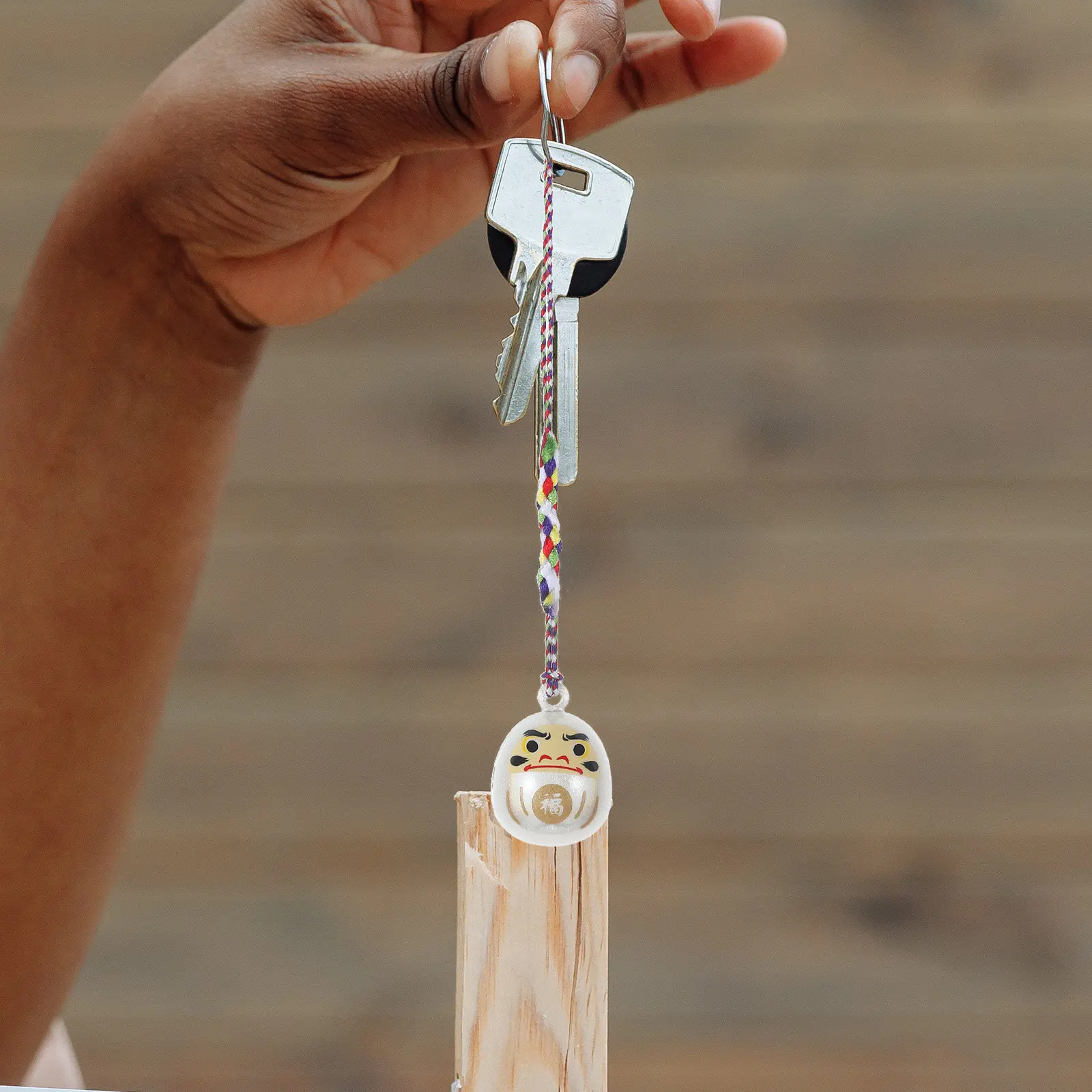 Japanese Daruma Pendant Keychain Lanyard Wristlet for Keys Bag Phone Car Mirror Decor Lucky Gift Symbol of Happiness Smooth
