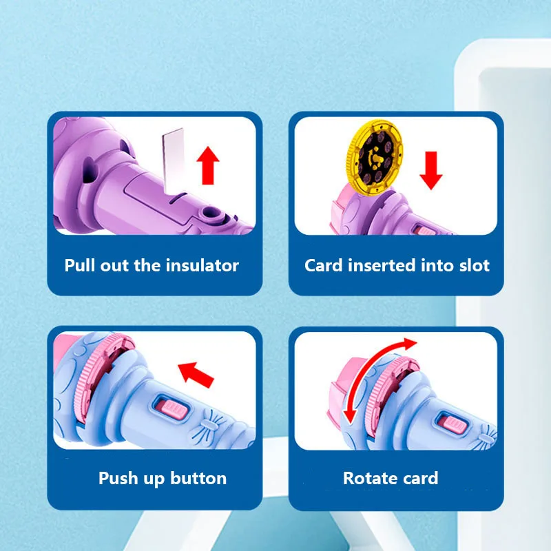 Linterna de proyección de dibujos animados para Niños, proyector creativo de 9 tarjetas con múltiples patrones, juguete para bebés, libro de cuentos