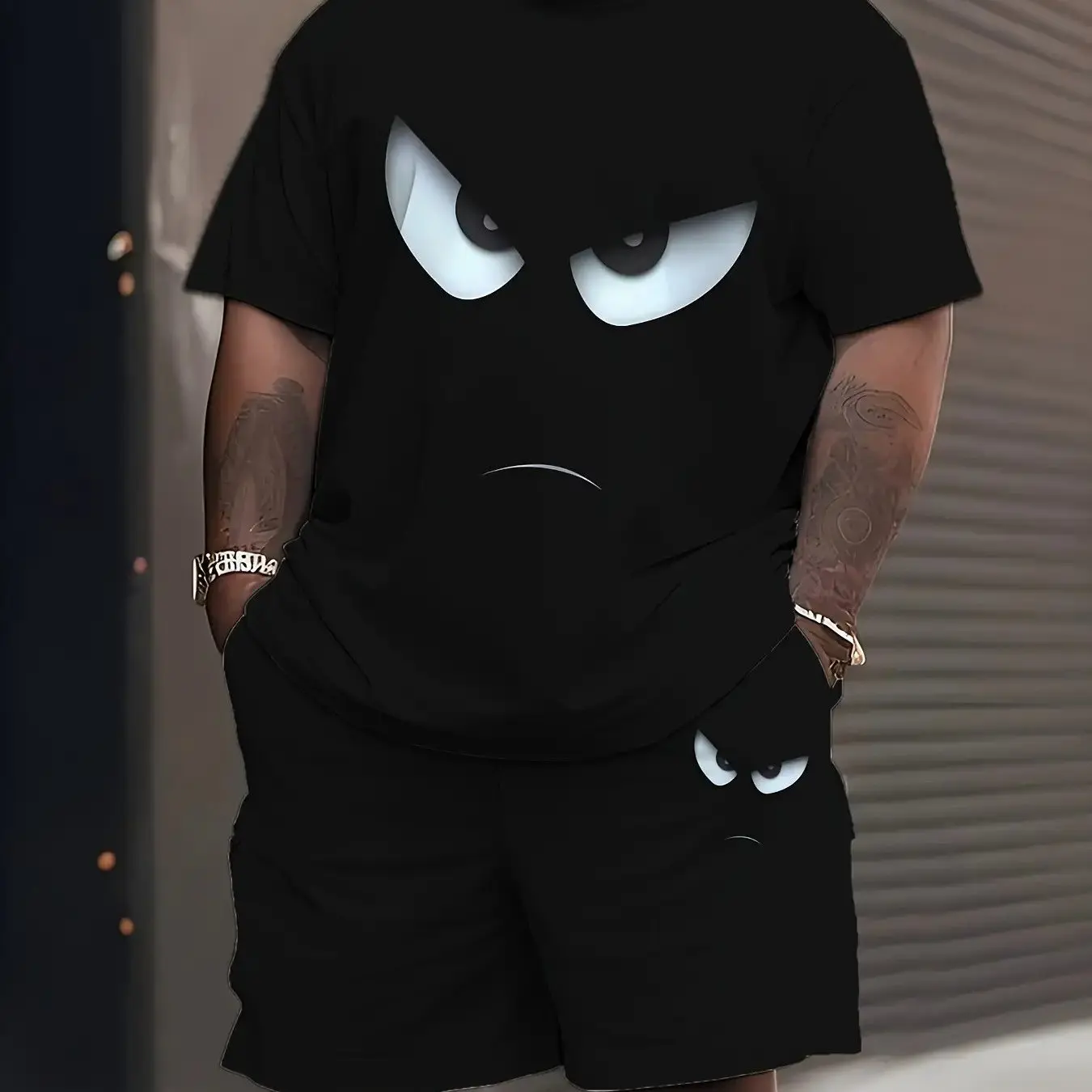 

Новинка 2026: Мужской комплект из 2 предметов (рубашка и шорты) в повседневном уличном стиле с 2D-принтом, летний наряд, стандартный крой, легкий, дышащий, размеры S-4XL