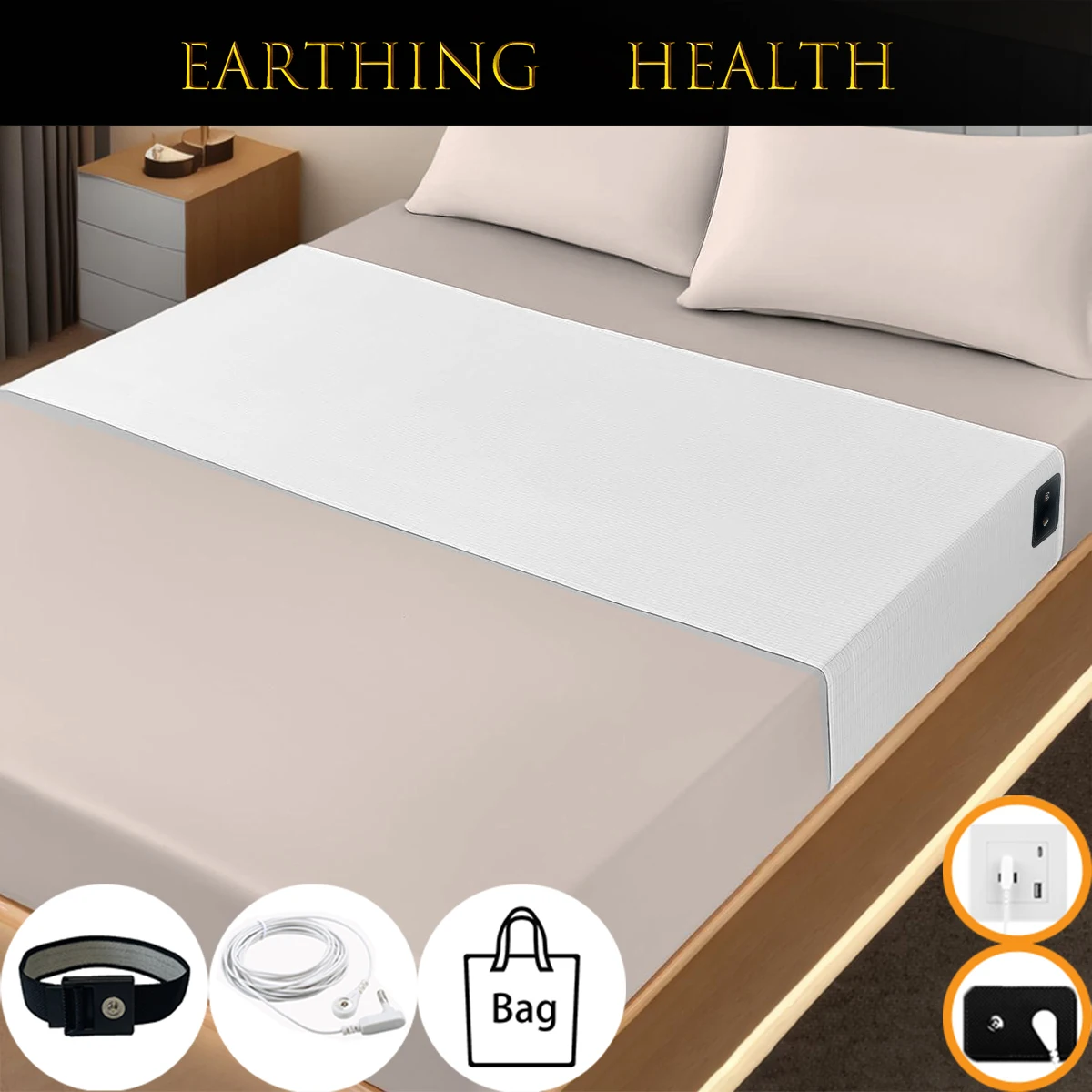 Earthing Plain Bedsheet with Conductive Silver Fiber Antistatic Health Protection Sheet Grounded Release Static