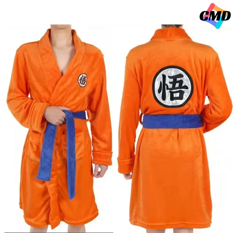 

Cos Anime Son Goku Cosplay Kakarotto Pajamas Winter Keep Warm Soft Flannel Bathrobe for Women Men Evening Sleep Clothes