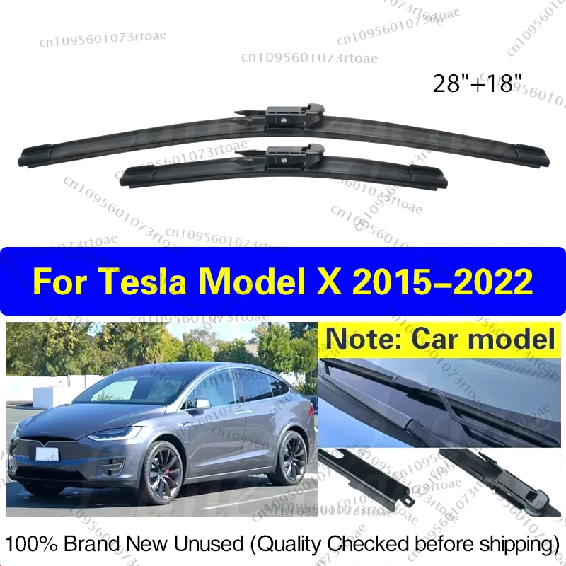 

For Tesla Model X 2015 - 2022 Car Front Wiper Blades Windshield Window Rubber Car Accessories （No water spray function） 28"+18"