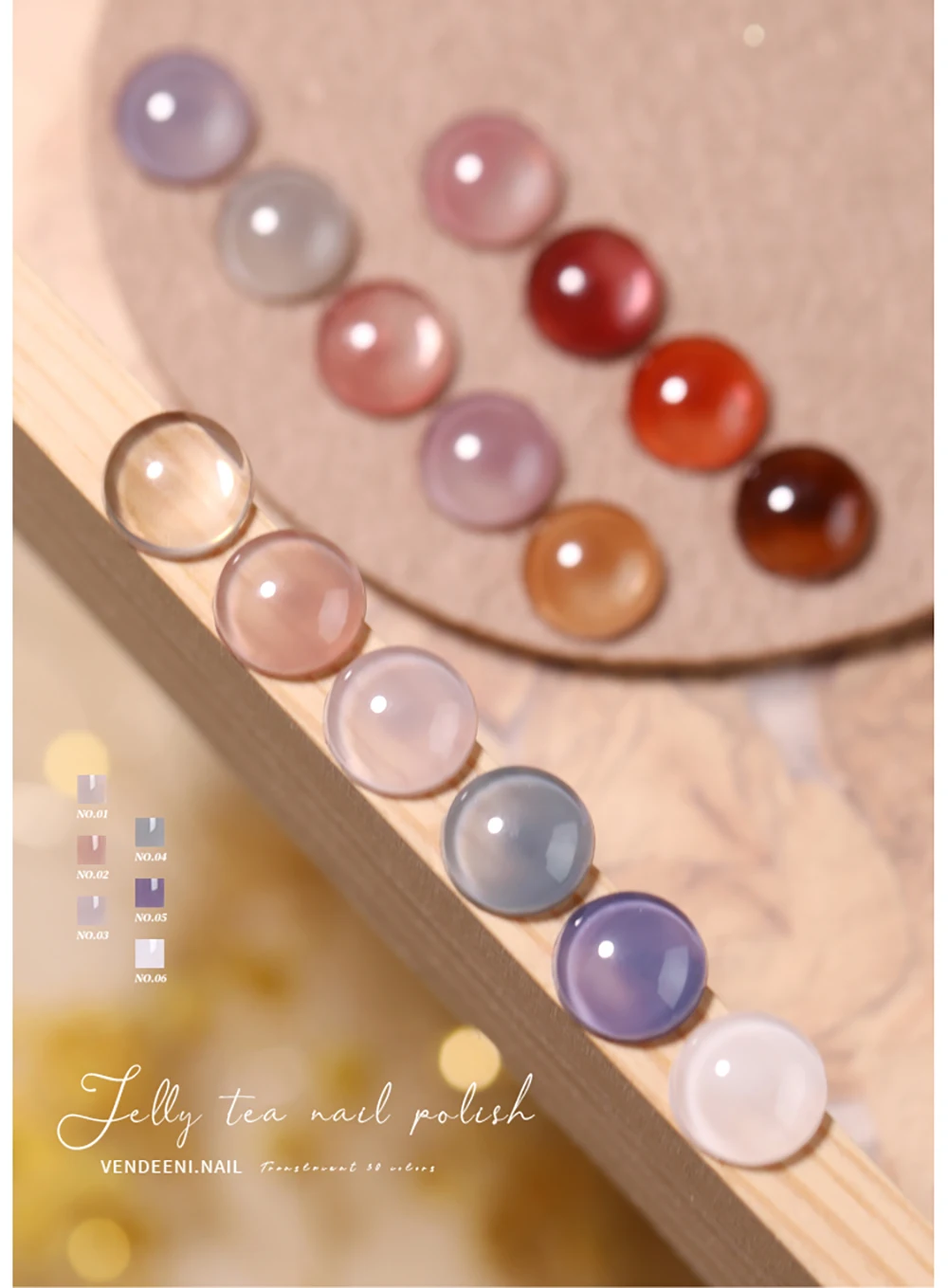 Vendeeni 30 Farben/Set Jelly Transparenter Gel-Nagellack UV Soak-Off Gel-Lack Nude Pink Hautfarben Gel-Lack mit Display – Detail 7