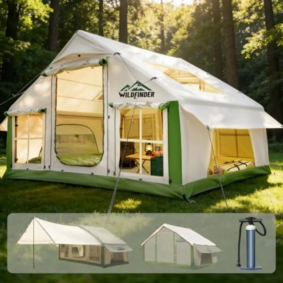 

Inflatable Tent with Skylight Quick Setup Blow Up Tents with Pump Hot Tent with Stove Jack Waterproof Ox Inflatable House for C