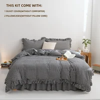 3 Piece Sheet Set  black plaid duvet cover Set ， comfortable Bedding Set Bedspread for All Season