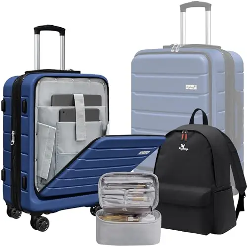 

SmileLine 20 inch Carry-On, Lightweight Hardside Suitcase, Expandable Small Suitcase with Front Pocket, Navy Blue