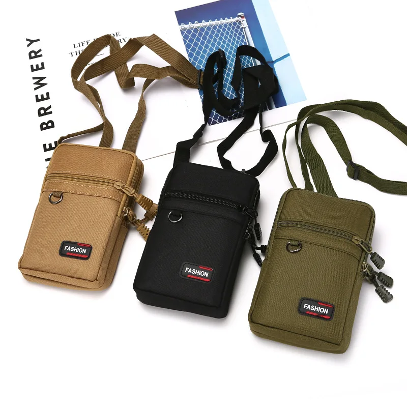 Sac de ceinture en tissu Oxford, sac pour téléphone portable, sac à bandoulière pour extérieur, sac de rangement pour chantier de construction, porte-monnaie.