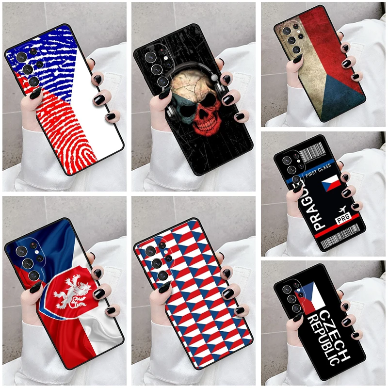 

Phone Case For Samsung Galaxy S24 S25 S23 S21fe S22 Ultra Plus Note 10 20 Cover Czech Republic Flag