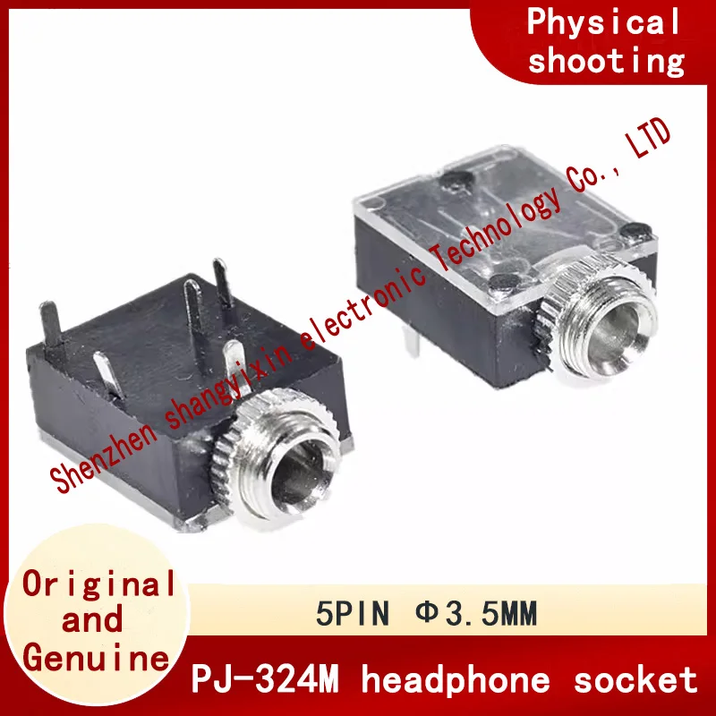 PJ-324M Power socket 3.5 Headphone jack 5 pin intercom switch with 3.5mm socket female base