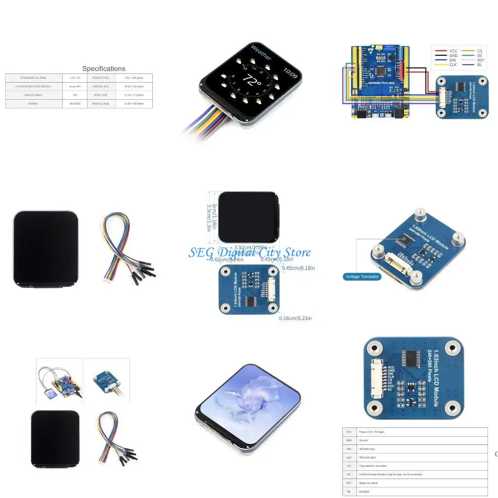 

U75B 1,83-дюймовый ЖК-дисплей SPI Интерфейсы 65K Цветной модуль дисплея с круглыми углами