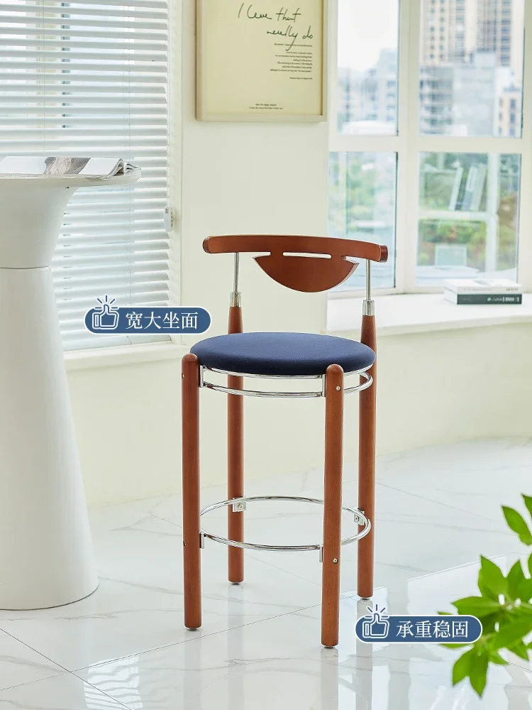 Mittelalterlicher Barstuhl, einfacher, leichter, luxuriöser Barstuhl mit Rückenlehne für Zuhause, Internet-Promi-Restaurant, Hochstuhl