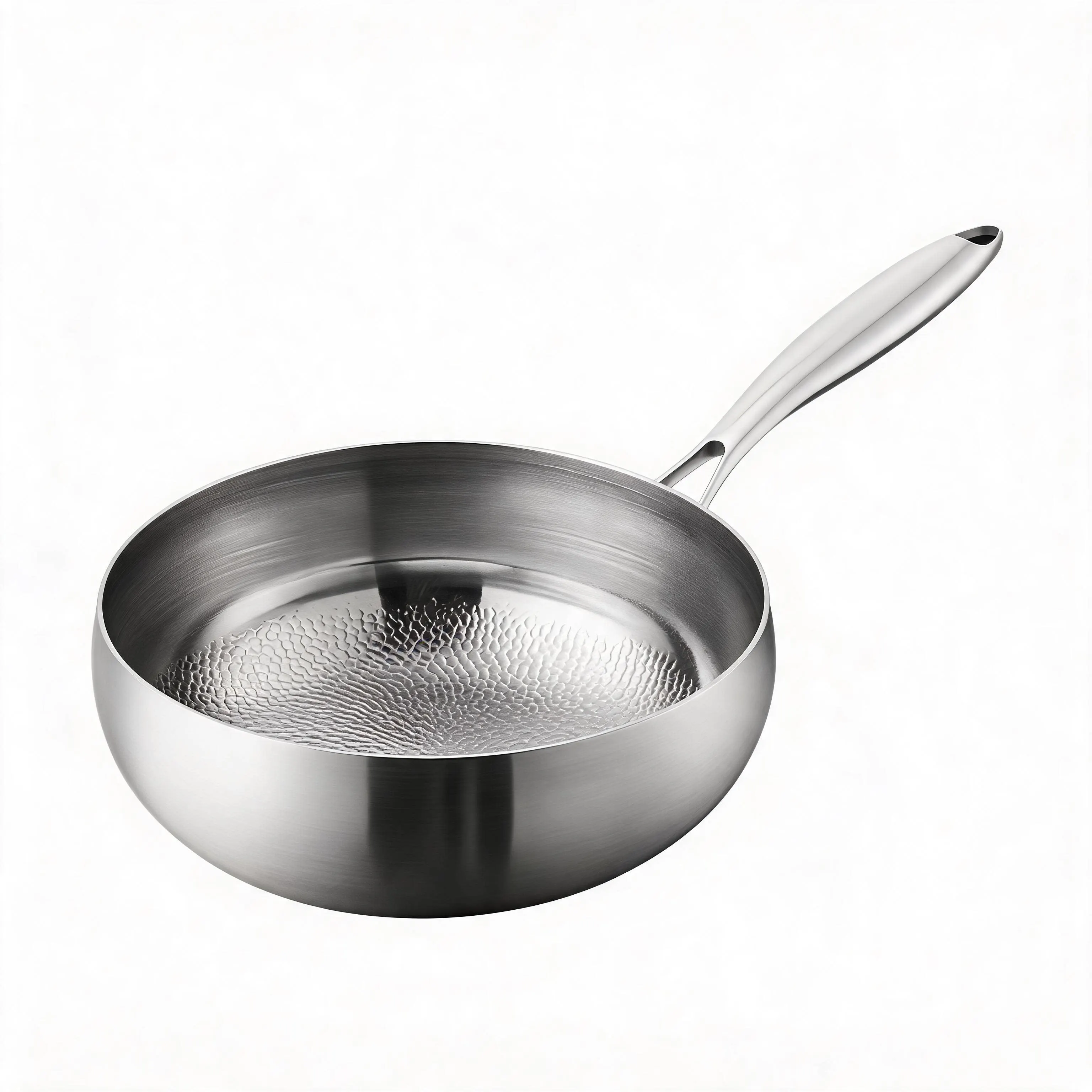 Robust Hammered Wok Pan Designed for High for volume For Kitchen Use with Seamless Rim and Balanced Weight Distribution