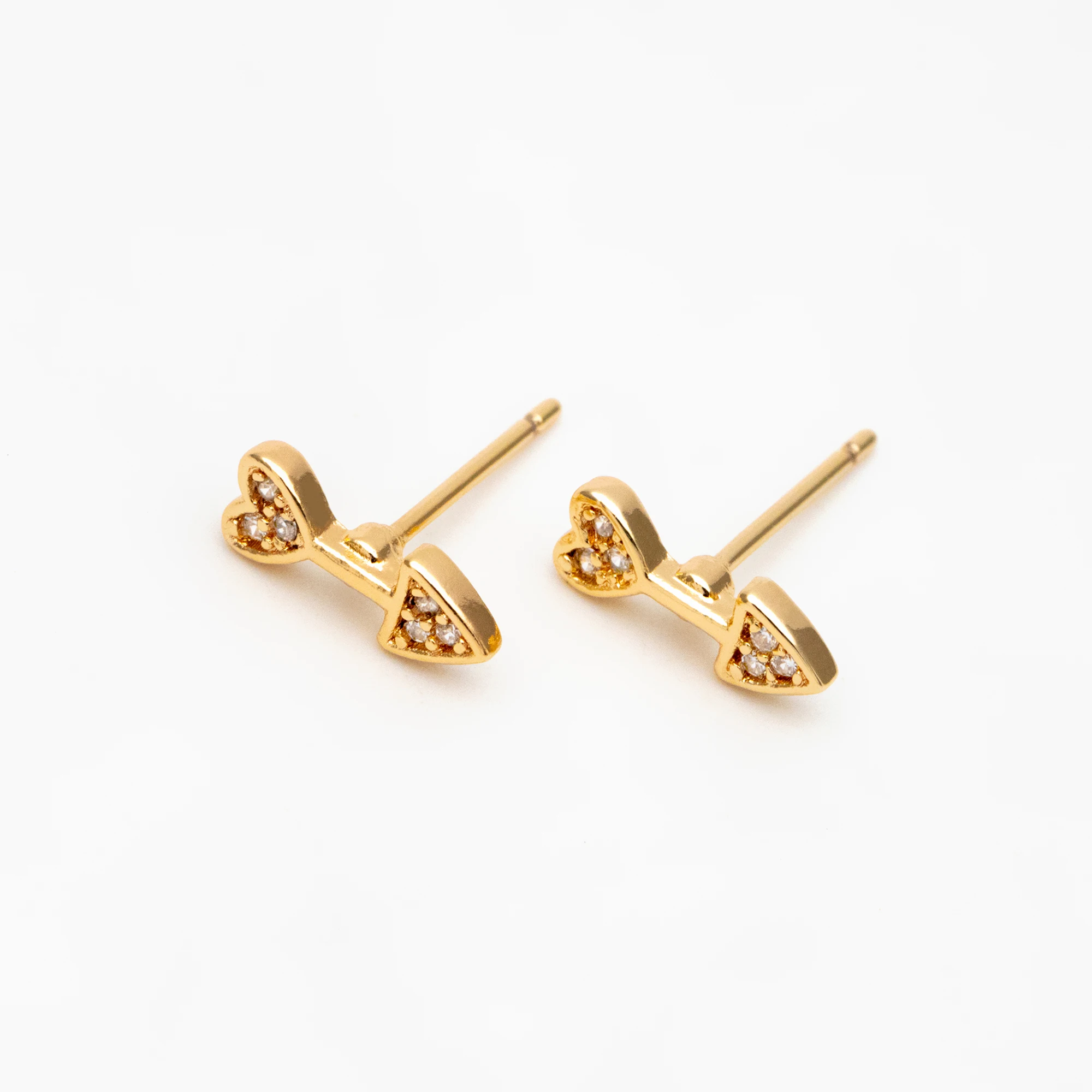 

10pcs CZ Pave Arrow Stud Earrings 4x10mm, 18K Gold Plated Brass, Minimalist Earrings (#GB-4450)