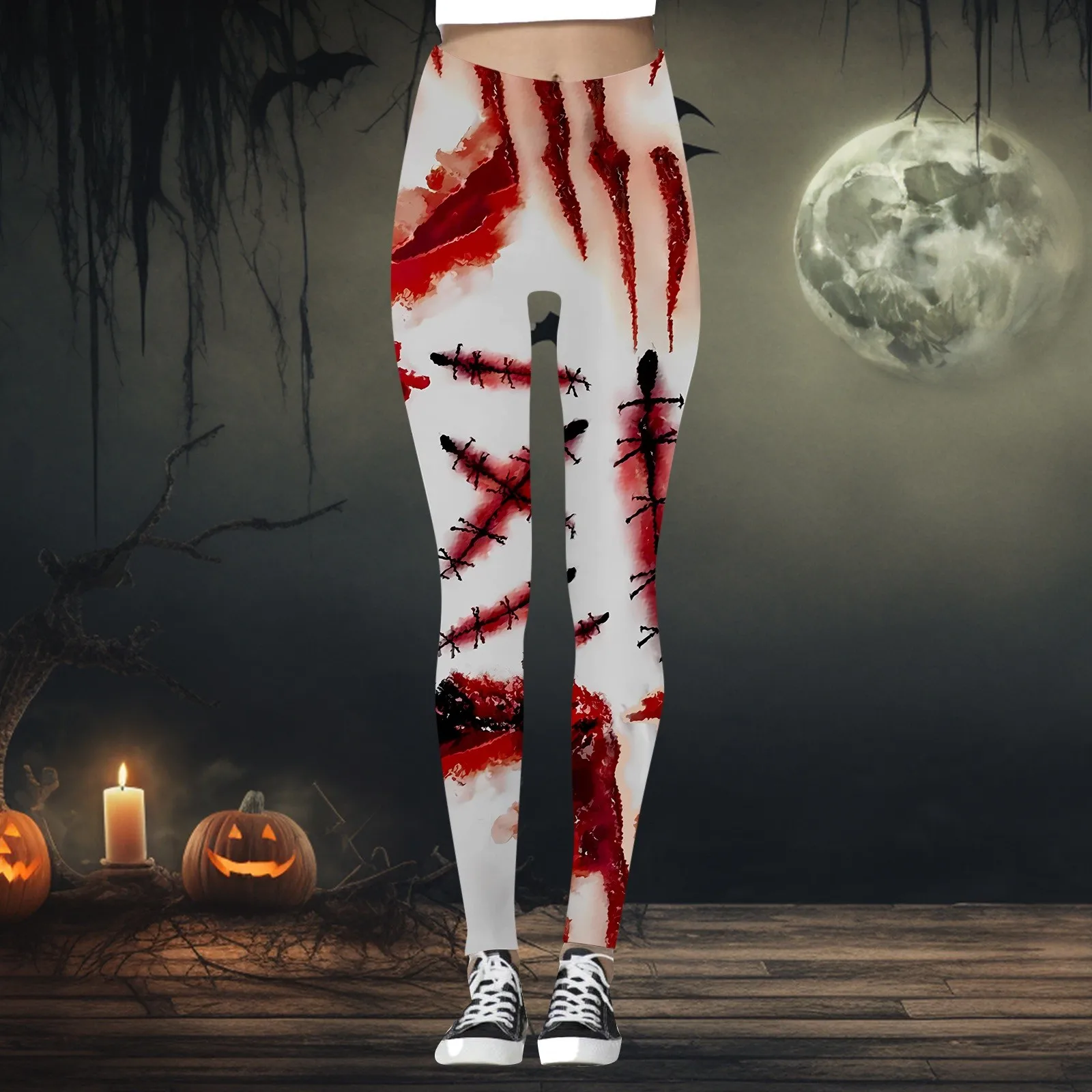 Ladies Fashion Casual Halloween Theme Printed High Waist Tight Hip Lift Fitness Exercise Ankle Length Leggings for Women