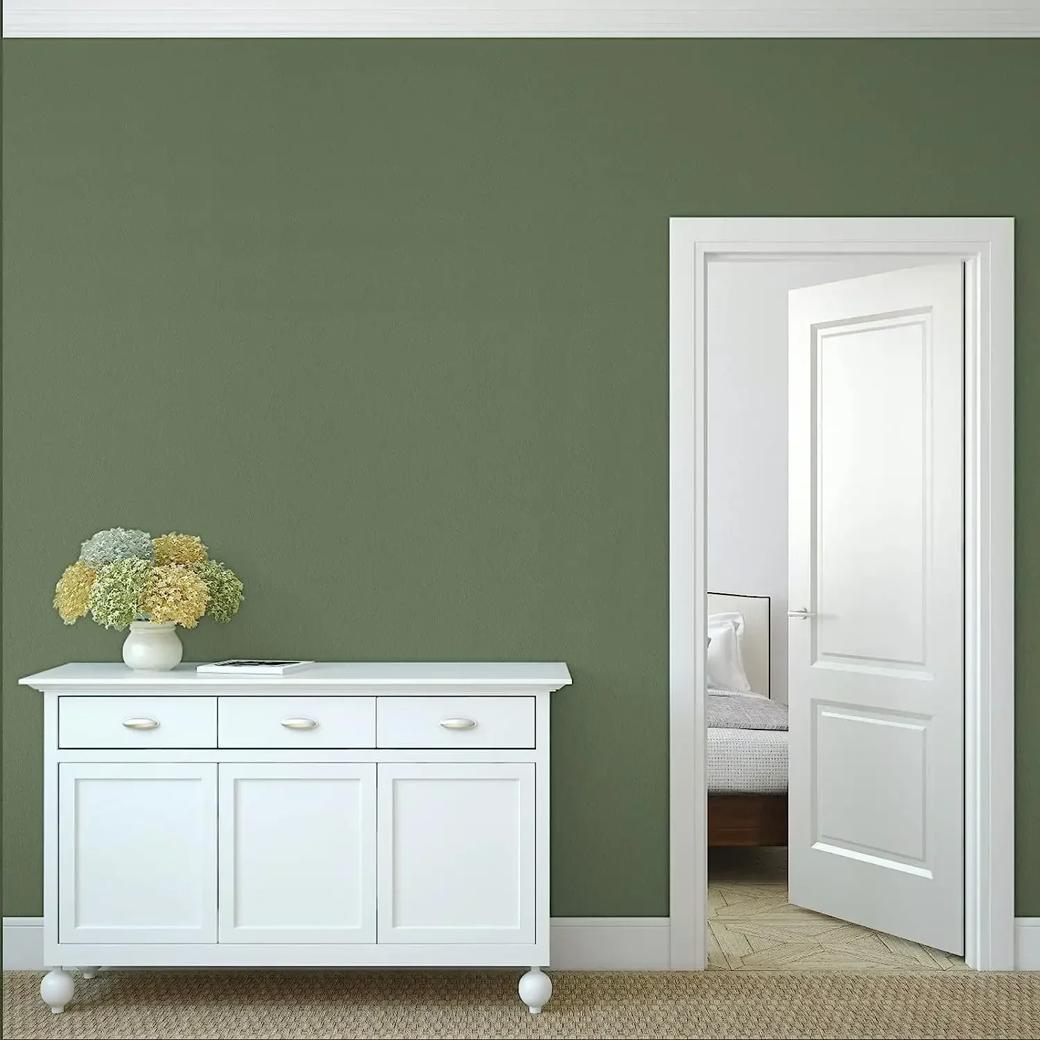 Green Wallpaper Self Adhesive and Removable Vinyl 3D Film Stick Paper To Apply Wall Home Decorative Liner Table and Door Reform