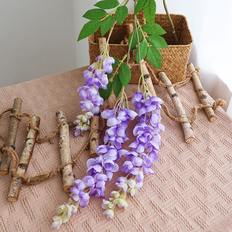 

Simulation Abler Giant Wisteria Flower Long Branch Plastic Fake Flower Silk Flower Indoor Living Room Hanging Rattan Photo Decor