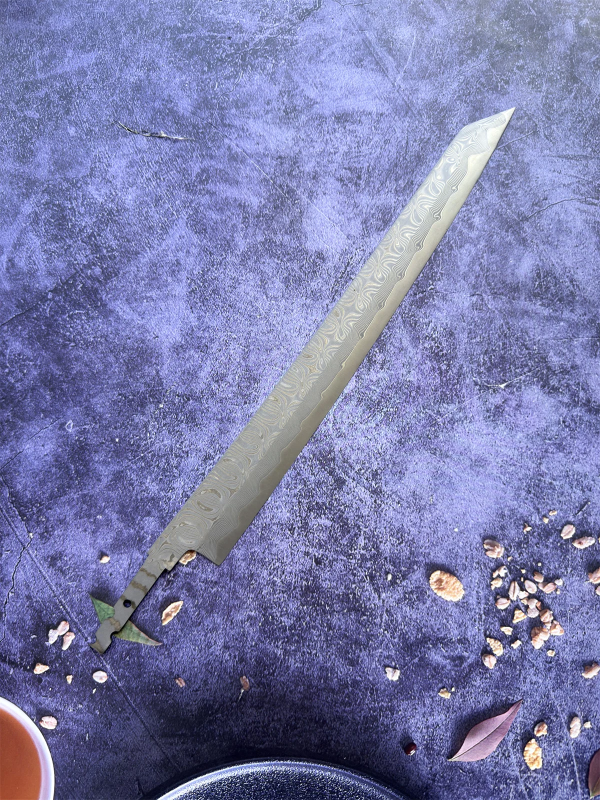 RHON DIY Kiritsuke Knife Blade Damascus Steel Japanese Chef's Kitchen Salmon Fish Sashimi Sushi Slicing Net Knives Without Handl