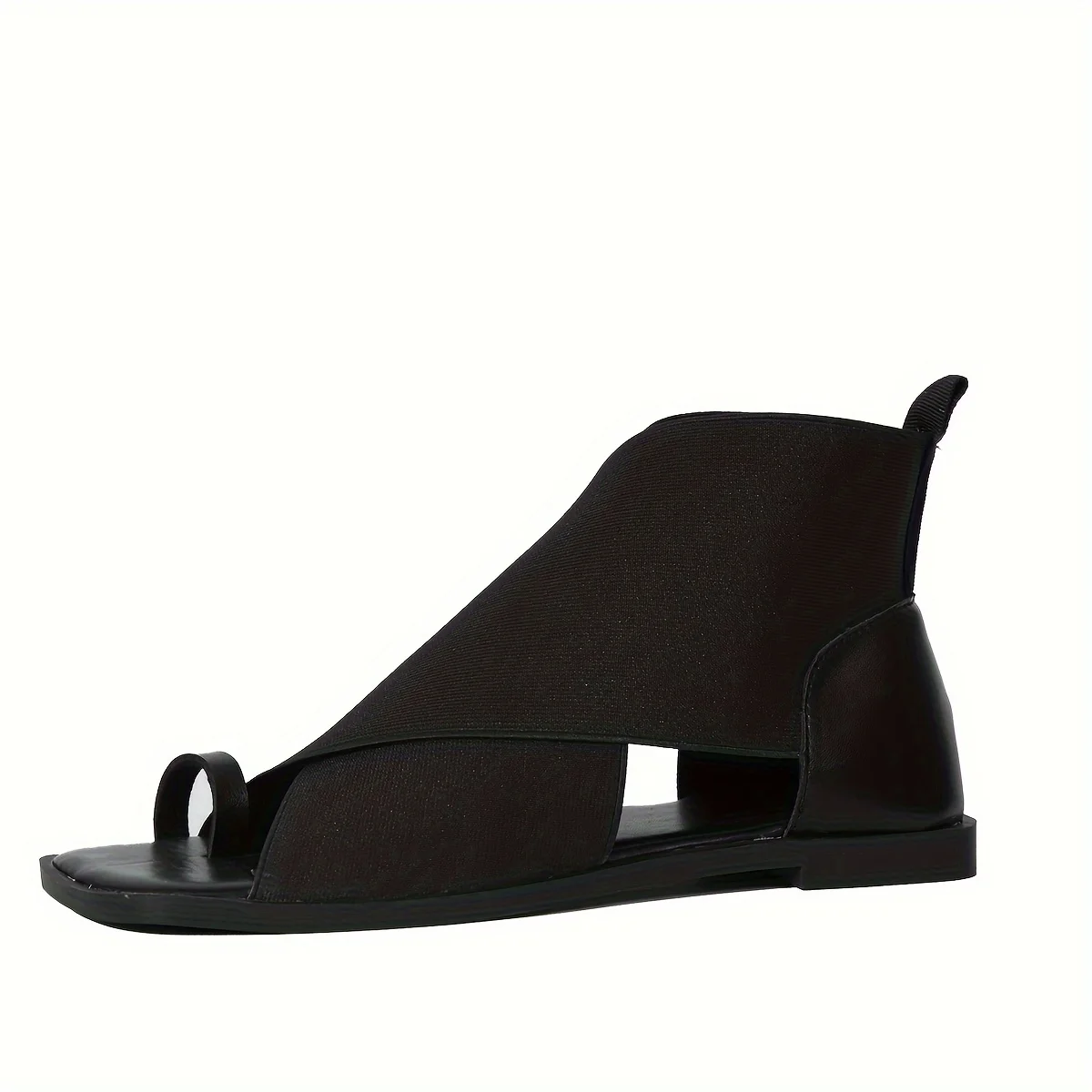 

Женские сандалии-гладиаторы с квадратным носком, эластичными ремешками, обхватывающими щиколотку, на плоской подошве, с петлей для пальца, летние пляжные туфли, удобные для ходьбы