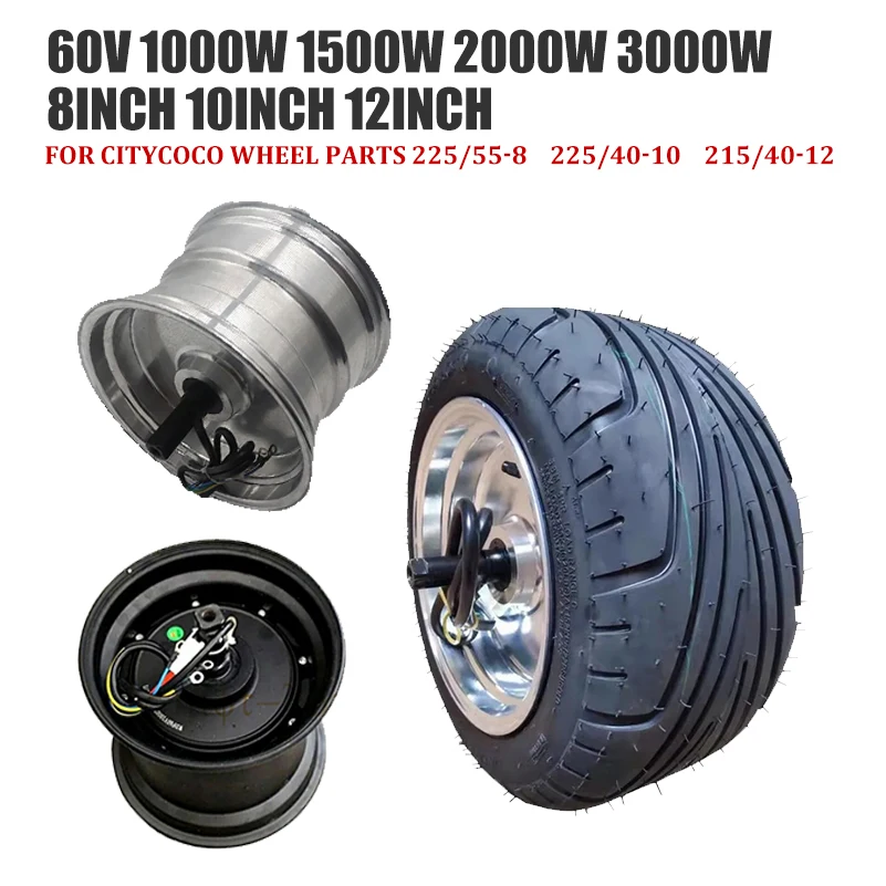 

Citycoco Motor 60V 1000W 1500W 2000W 3000W Hub For Wheel Parts 225/55-8 Tubeless Tire 225/40-10 Tyre 215/40-12