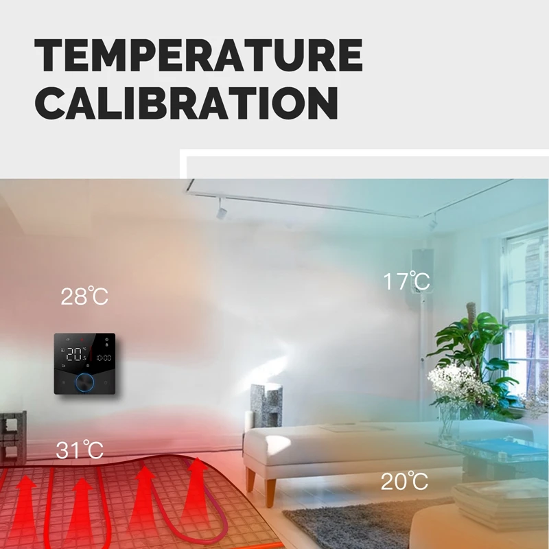 Детали термостата водяного отопления Wi-Fi Tuya Smart APP Control для Alexa Google Voice-черный