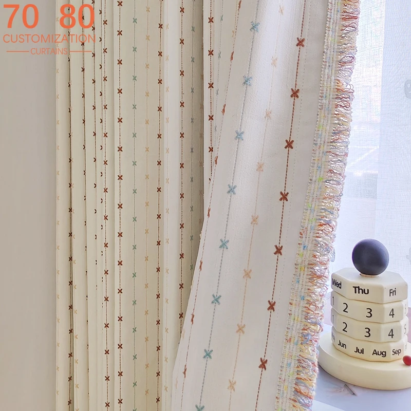 

Jacquard Chenille Children's Room Lovely Environmental Protection Curtains for Living Room Bedroom French Window Customized