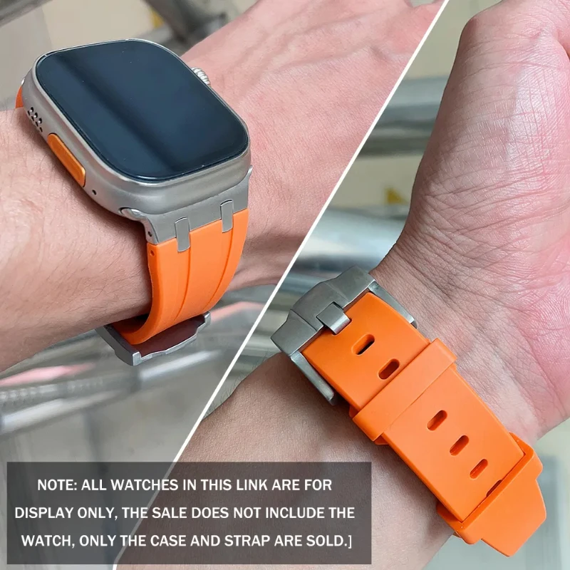 Liquid Fluororubber Strap For Apple Watch Ultra 49mm 8 7 45mm 41mm Modification Kit Wristband iWatch 6 5 4 3 SE2 44mm 40mm 42mm