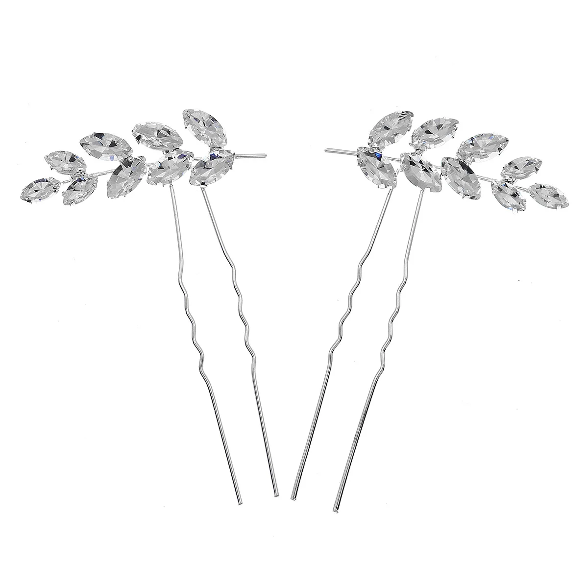 2 or 4pcs/set Silver Color Leaf Crystal Bridal Hair Pins for Women Rhinestone Wedding Hair Accessories Jewelry Bride Hairclips image 6