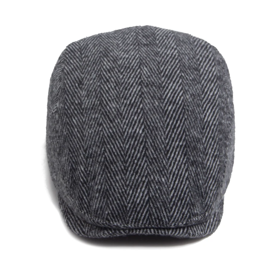 Vintage Große Fischgräten Baskenmütze Für Männer Herbst Winter Warme Casual Zeitungsjunge Mütze Mode Frauen Flachen Hut Zweireiher Einstellbar