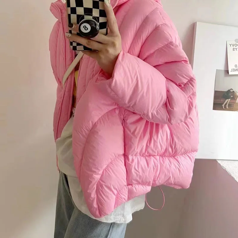 Schinteon Vrouwen Koreaanse Stijl 90% Witte Eend Donsjack Met Kap 2024 Herfst Winter Warm Luxuriou Uitloper Losse Casual Jas Nieuwe