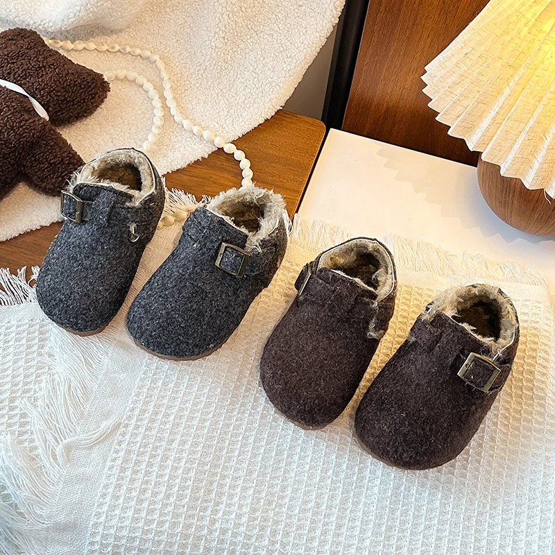 

Новая зимняя детская обувь 2025 года, корейское издание, модная хлопковая обувь для девочек, универсальная бархатная теплая хлопковая обувь
