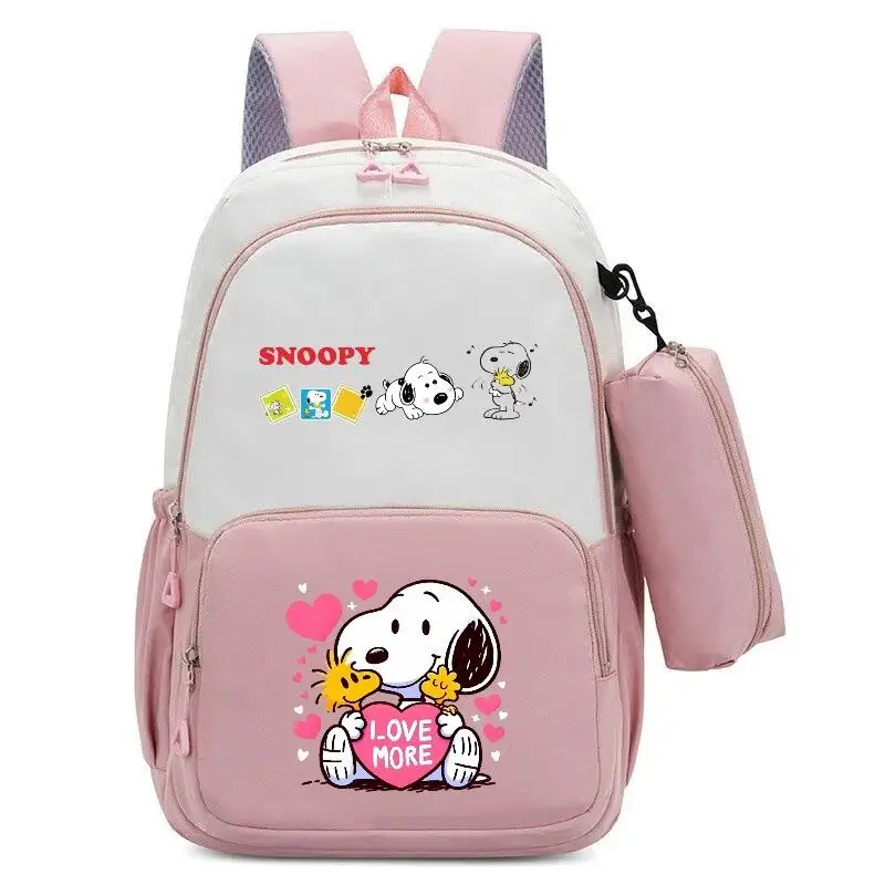 Snoopy Cartoon Backpack Pencil Case Portable Large Capacity Student Stationery Storage Bag Cute Multifunctional Zipper