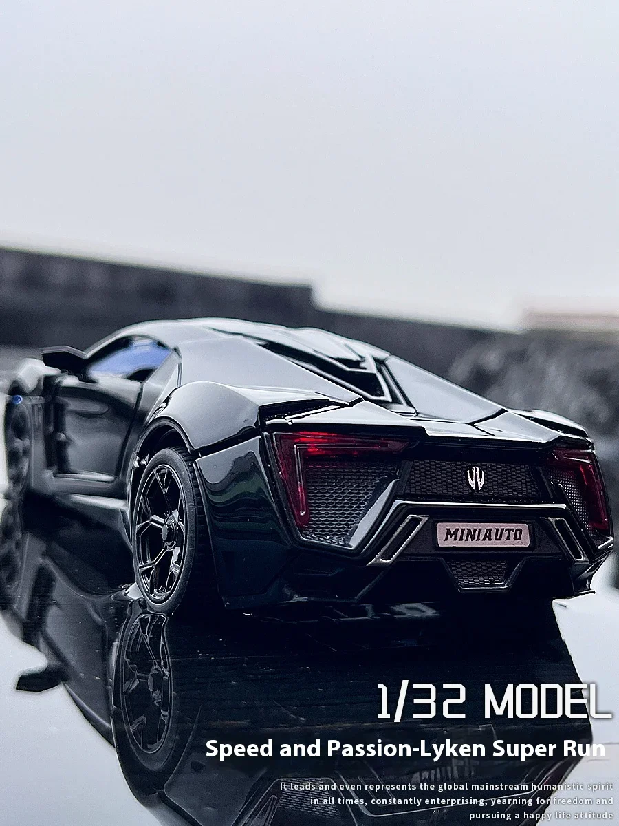 1:32 W Motoren Lykan Hypersport Super Sport Auto Legering Metaal Gegoten Model Voertuig Verzamelen Hobby Geluid En Licht Trendy Ornamenten