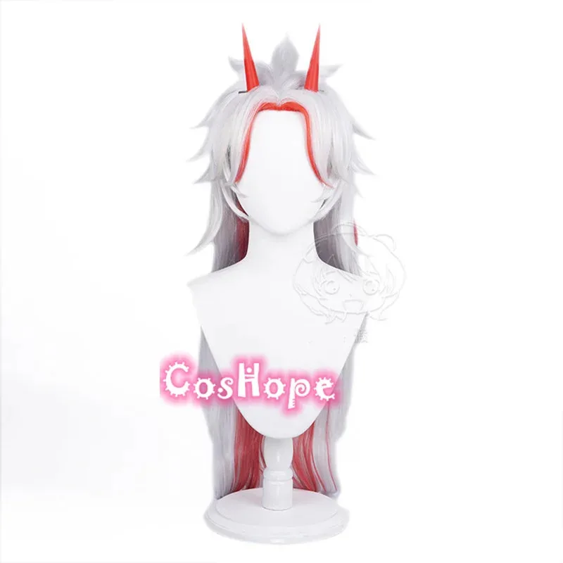 

2025 Arataki Itto 80cm Silver Red Anime Cosplay Heat Resistant Synthetic Wigs Chrismas Wig