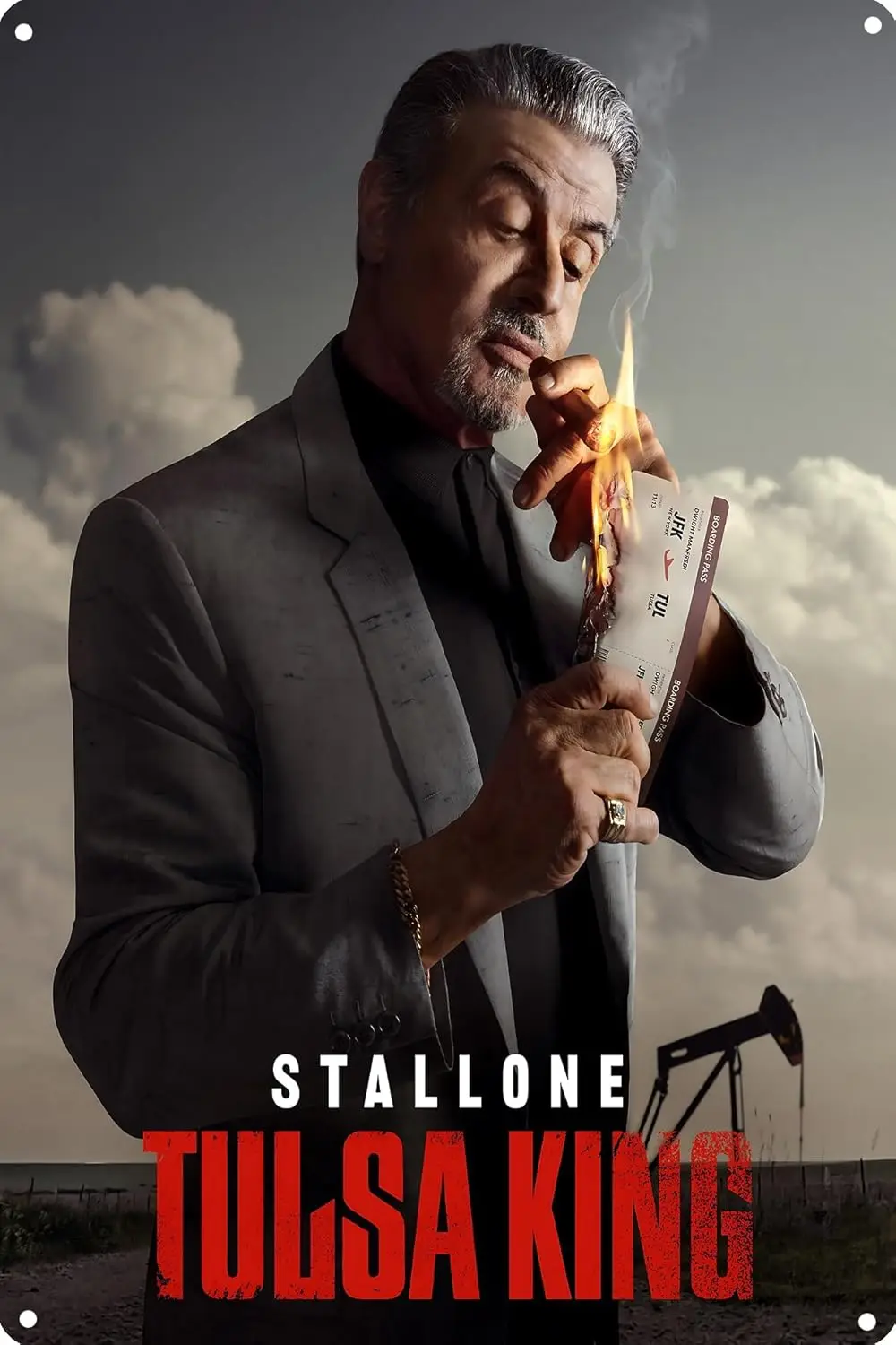 تولسا كينج (2022) عرض ملصق الفيلم ريترو معدن القصدير تسجيل