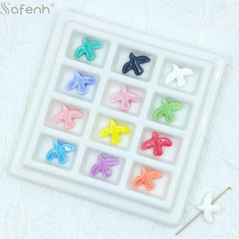 10Pcs Peace Dove Ceramic Bird-Shaped Beads DIY Necklace Earrings Jewelry Accessories Pendants Loose Beads For Crafting