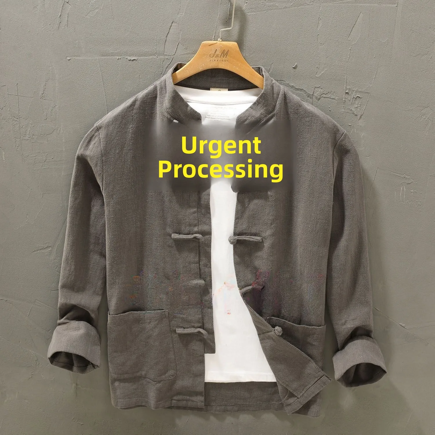 

New Chinese Sle Men's Casual Loose Linen Jaet Stand Collar Button up Spring Autumn Retro Faion Stand Fit ort Length