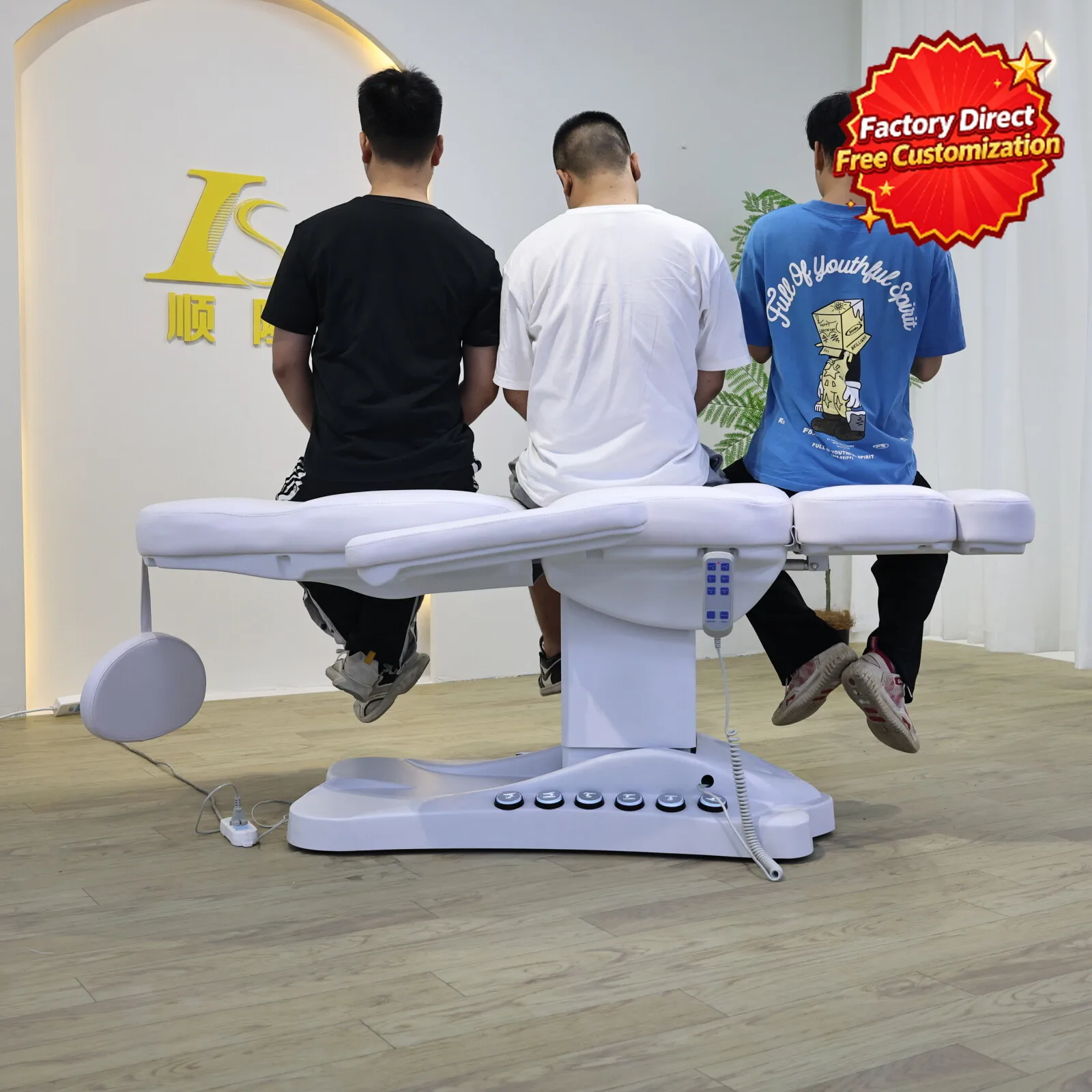 Electric Beauty Chair Adjustable Facial Bed with Headrest Armrests Spa Lash Tattoo Massage Treatment Chair White Foot Control