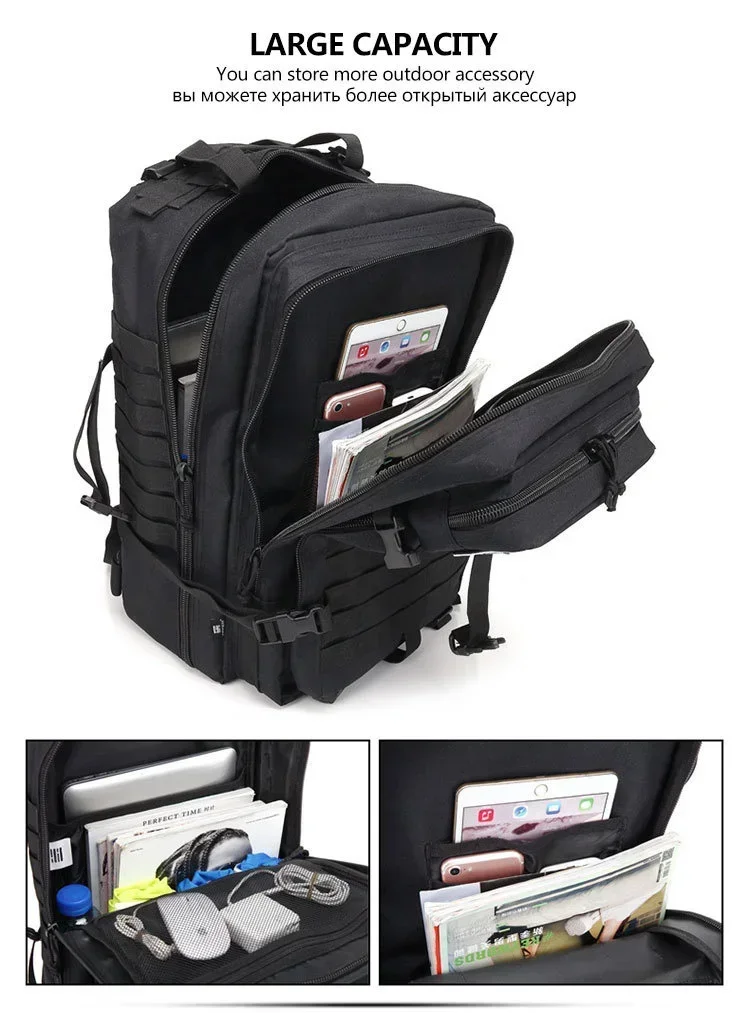 45L Taktische Rucksäcke für Männer, Reisetaschen, Outdoor 3P Schulrucksack, EDC Molle Rucksack für Trekking, Jagdtasche, Campingausrüstung – Detail 6