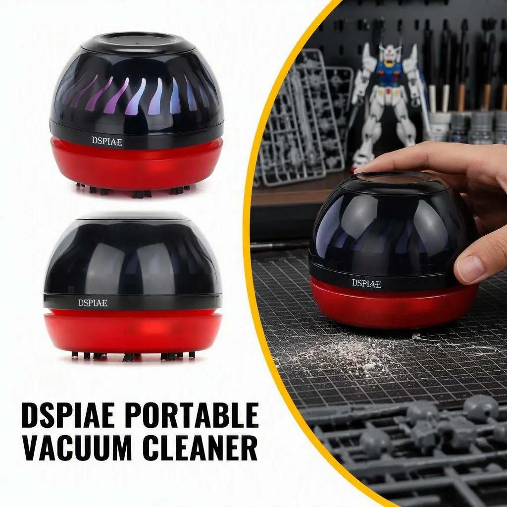 【2026 New】DSPIAE HC-W Portable Tabletop Vacuum Cleaner RGB Light Long Battery Type-C for Model Dust Residue