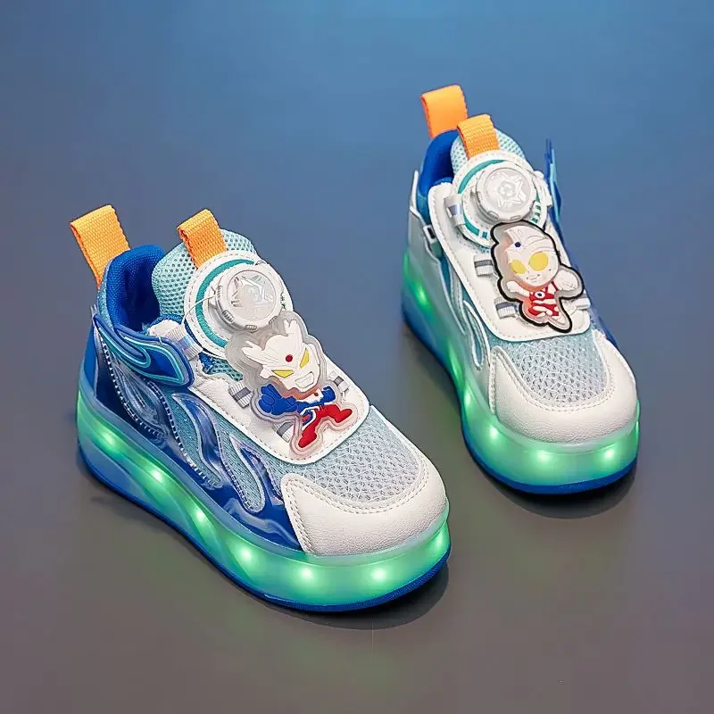 2025NEW Fashionable Cartoon Creative Luminous Four-Wheel Runaway Pulley Mesh Skates  kids sneakers