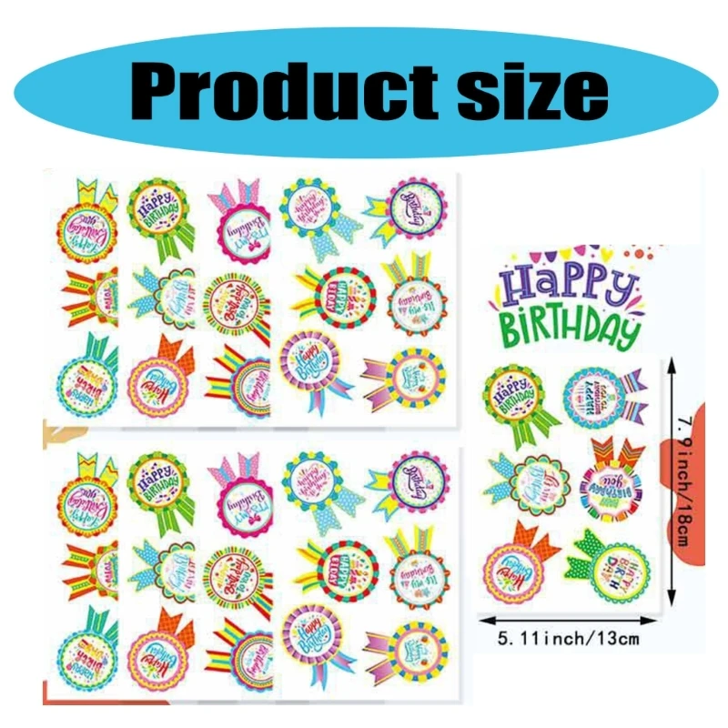 Bulk 16 Sheets Birthday Celebration Stickers for Gifts Envelopes Party Supplies for Children Self Adhesive