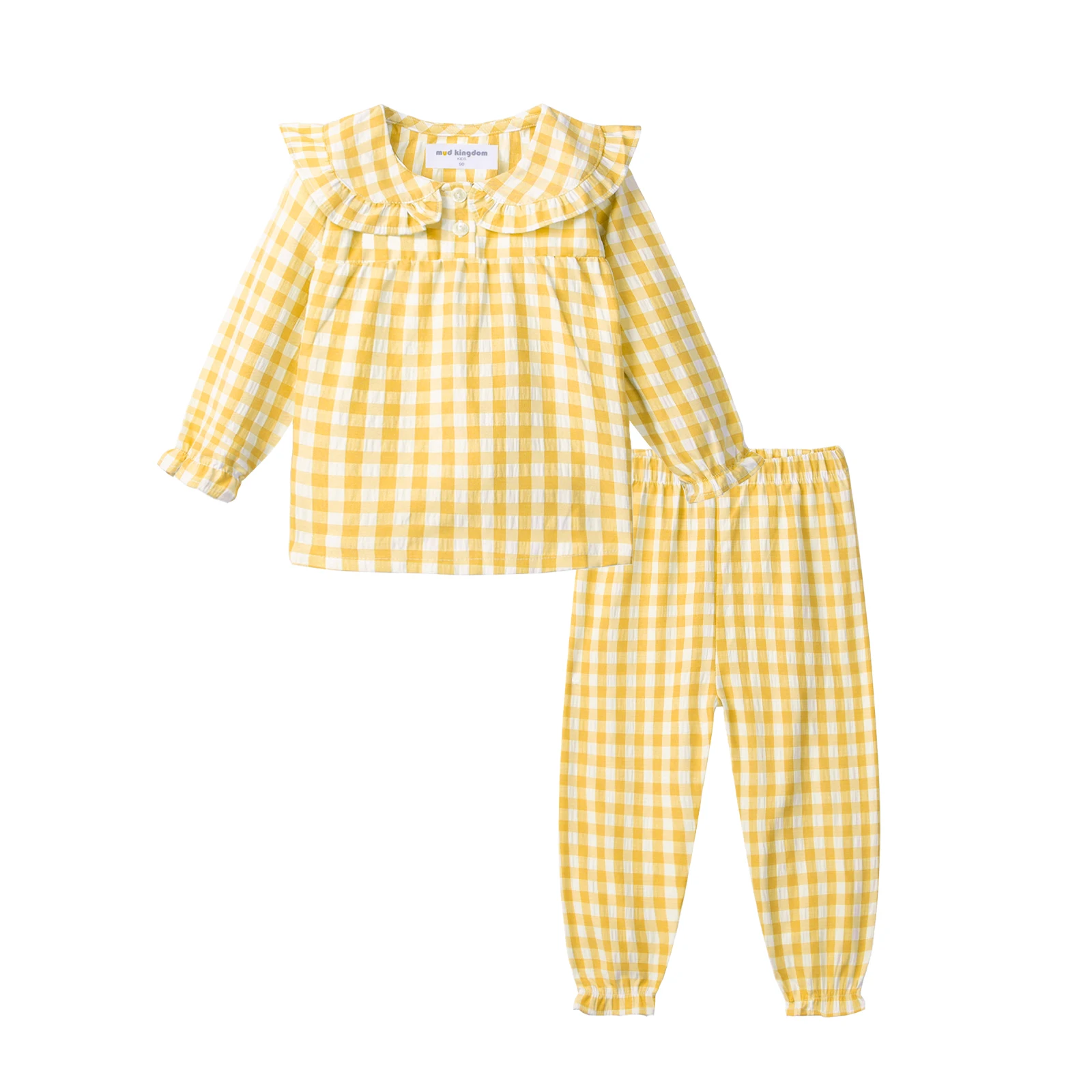 Mudkingdom Girls Pajama Set Peter Pan Collar Cute Plaid Girl Pajamas Suit Homewear Toddler Pajamas Girls Jammies Sleepwear