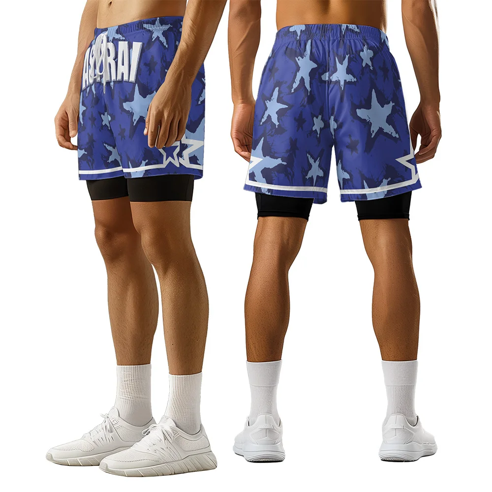 

2024 New Original design Stars Graffiti letters Summer 3D Advanced Print Casual trend Sports High Street Ice skating camo shorts