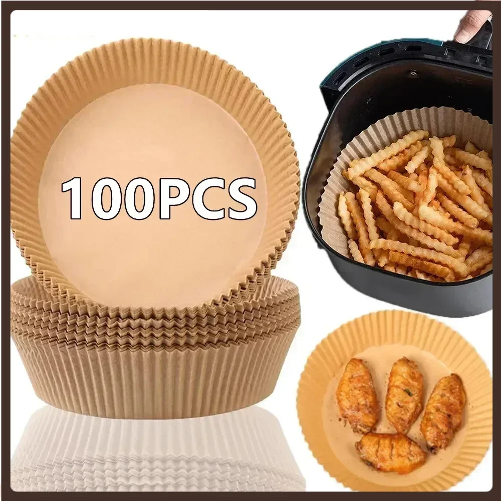 

50pcs Air Fryer Disposable Paper Liner Non-Stick Air Fryer Parchment Paper Liners Baking Paper Filters for AirFryer