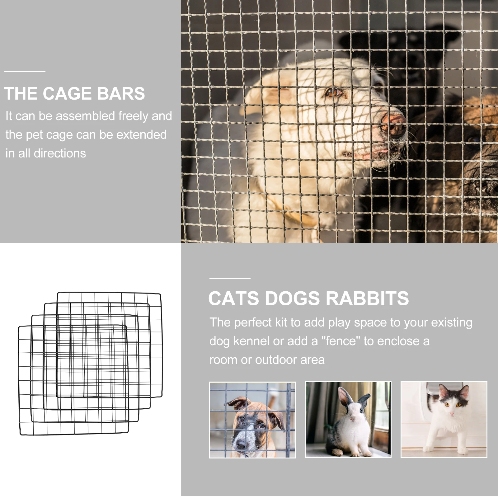 4 Pcs Pet Cage Accessories Play Pen for Dogs Indoors Playpen Cages Mesh Panels Playpens Rabbit Foldable