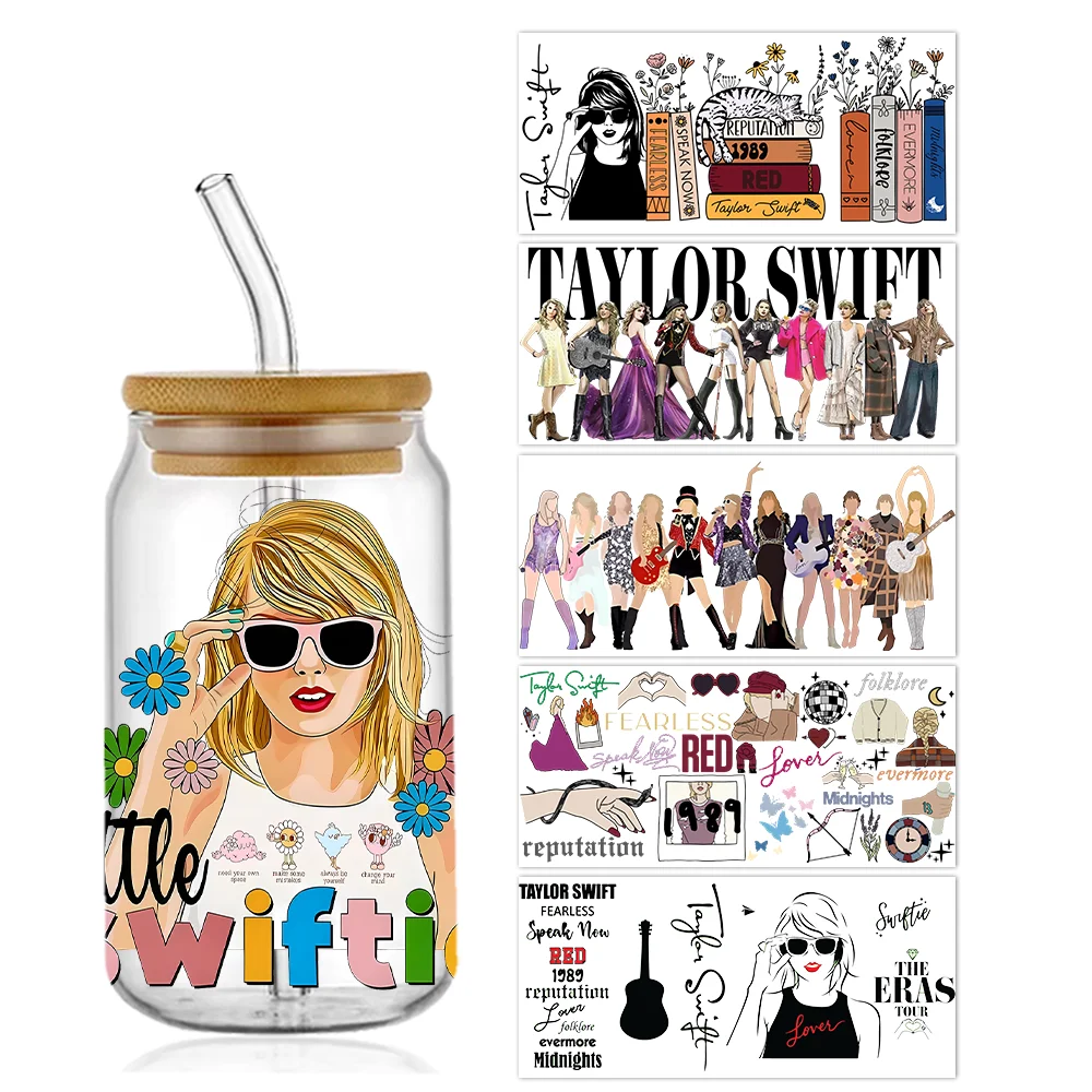 

Singer Taylor 16oz UV DTF Wraps Transfer Sticker DIY For Libbey Glass Cup Waterproof Wrap Transfers Decals