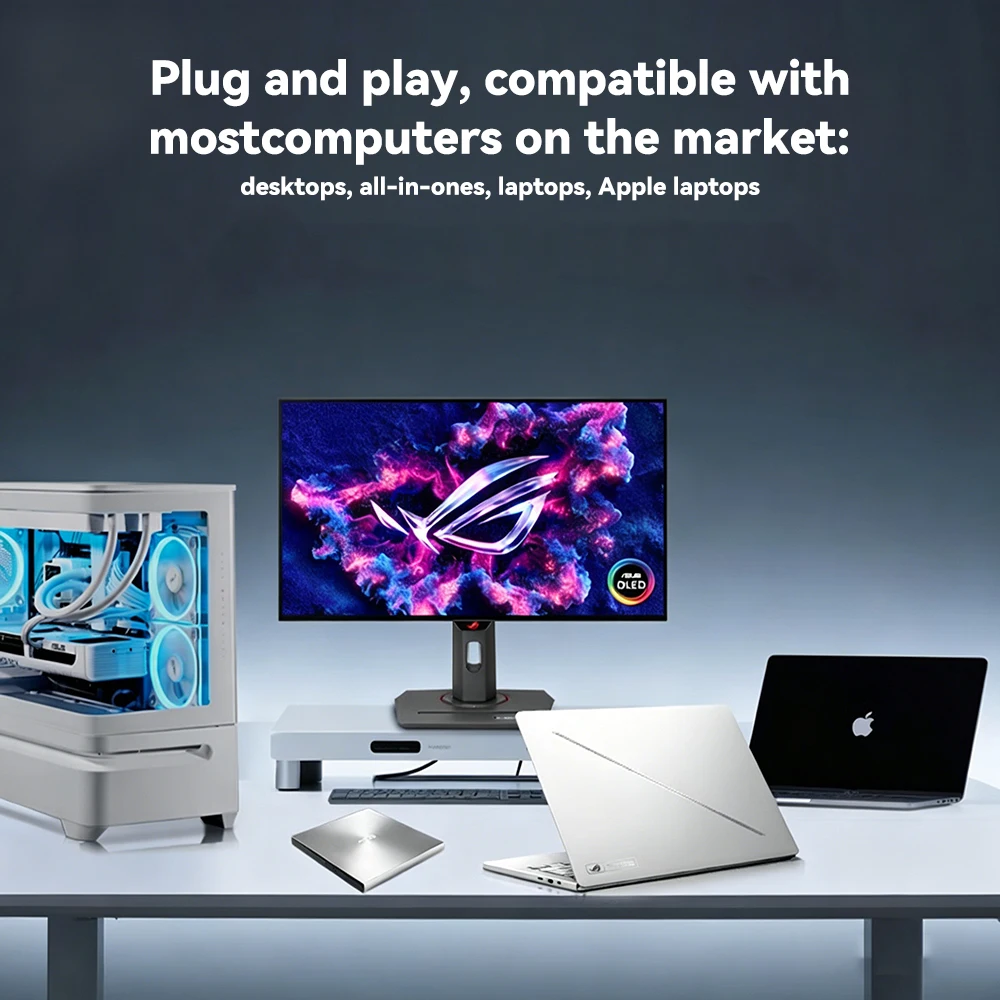 Asus 8x USB 2.0 external DVD burner mobile optical drive silver (compatible with Apple system/SDRW-08U7C-U)