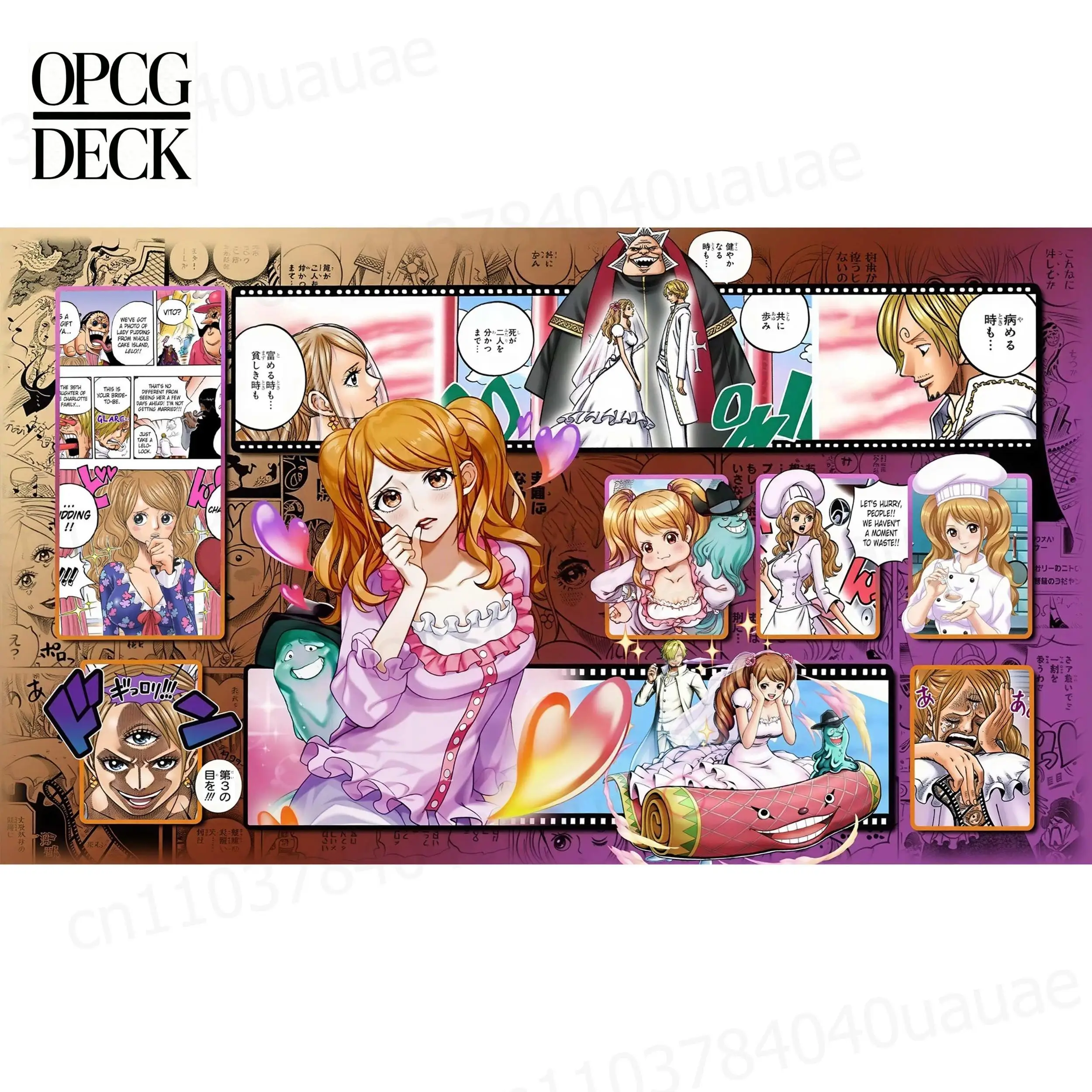 Tapete de Juego de Cartas One Piece OPCG, Charlotte Pudding, Sanji, Big Mom, Tapete de Juego de Anime de Alta Calidad, 60*35 cm