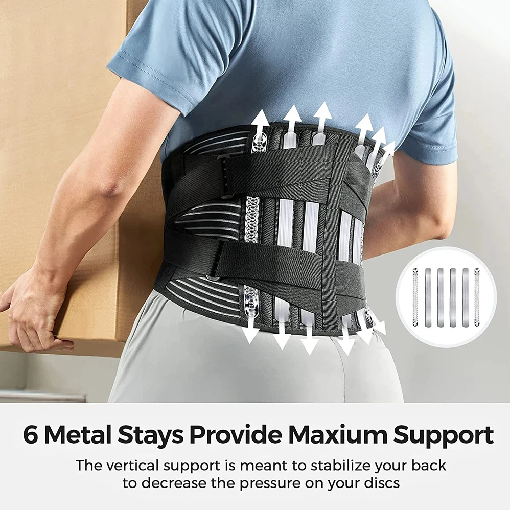 S-3XL Sports Lower Back Brace with 6 Stays Anti-skid Orthopedic lumbar Support Breathable Waist Support Belt for Gym Pain Relief